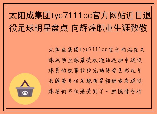 太阳成集团tyc7111cc官方网站近日退役足球明星盘点 向辉煌职业生涯致敬与告别
